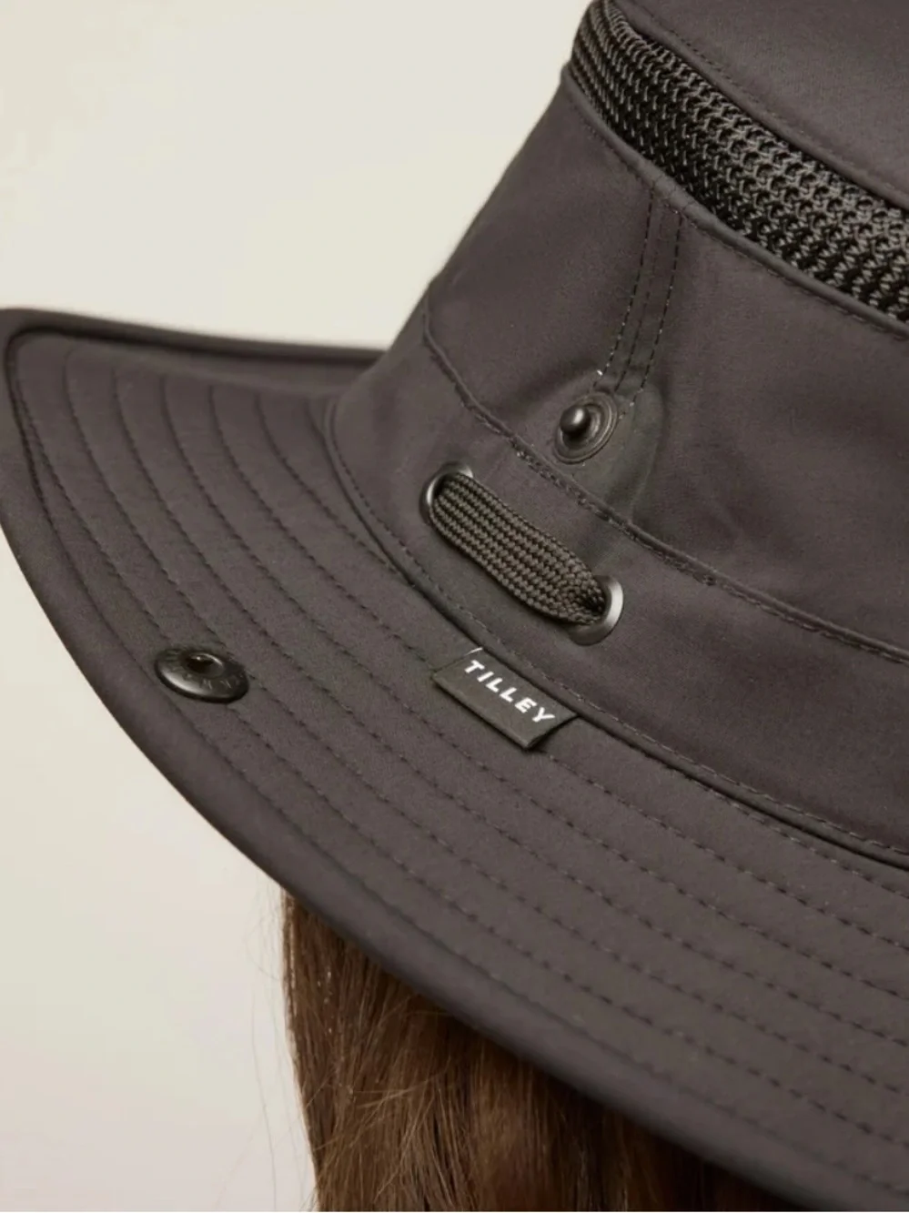 TILLEY Men's-Women’s Black Outdoor Bucket Hat with Chin Straps